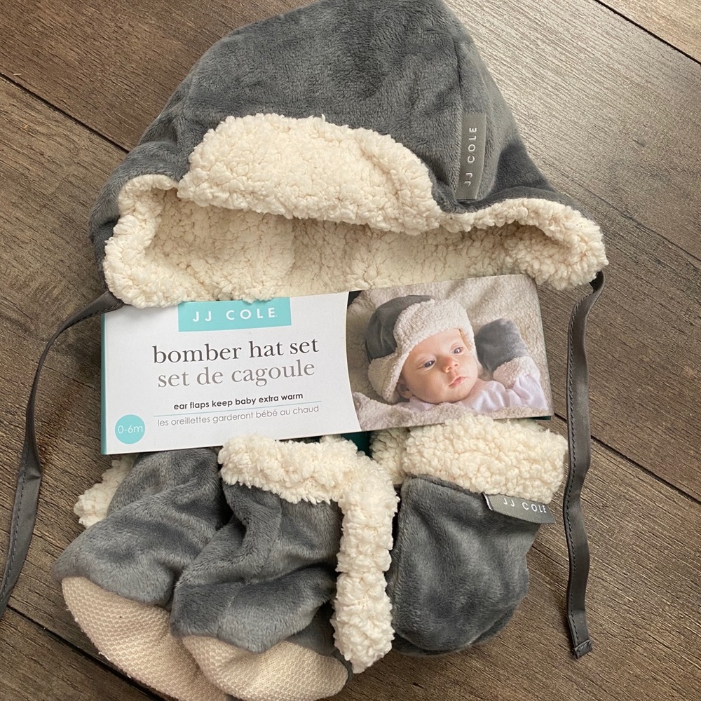 JJ cole Bomber Hat Set - Size 0-6 Months